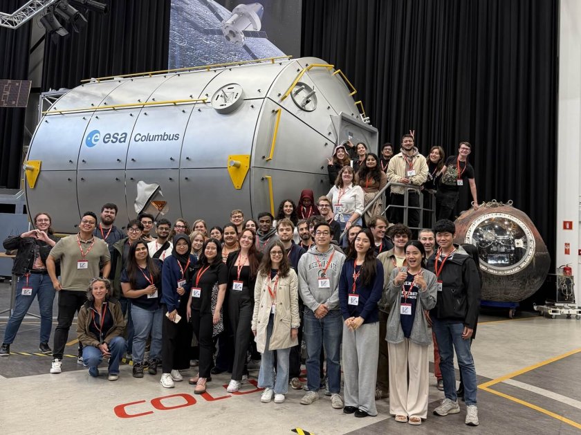 Challenge finalists getting a glimpse into space farming during the ESA excursion.