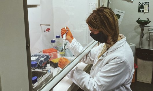 Jennifer working in the lab