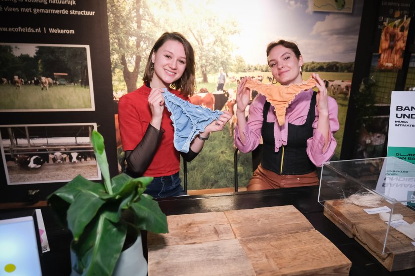 Van de vezels uit de stammen van de bananenplant kan lingerie worden gemaakt. Foto Guy Ackermans Van de vezels uit de stammen van de bananenplant kan lingerie worden gemaakt. Foto Guy Ackermans