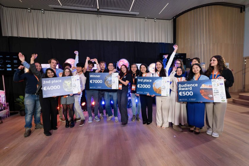 Winners of the ReThink Food Challenge 2025 - Synergrown, The HAB, MAI Farm, and AstraAlgae (left to right).