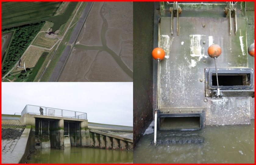 Figure description: Spijksterpompen pumping station and its fish passage at the Dutch Wadden Sea coast. Figure description: Spijksterpompen pumping station and its fish passage at the Dutch Wadden Sea coast.