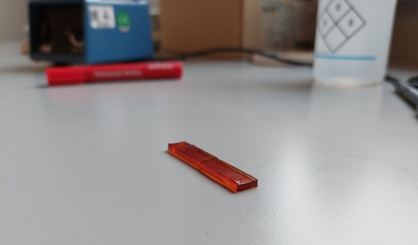 A prototype of the plastic made by Schoustra and his colleagues. A prototype of the plastic made by Schoustra and his colleagues.