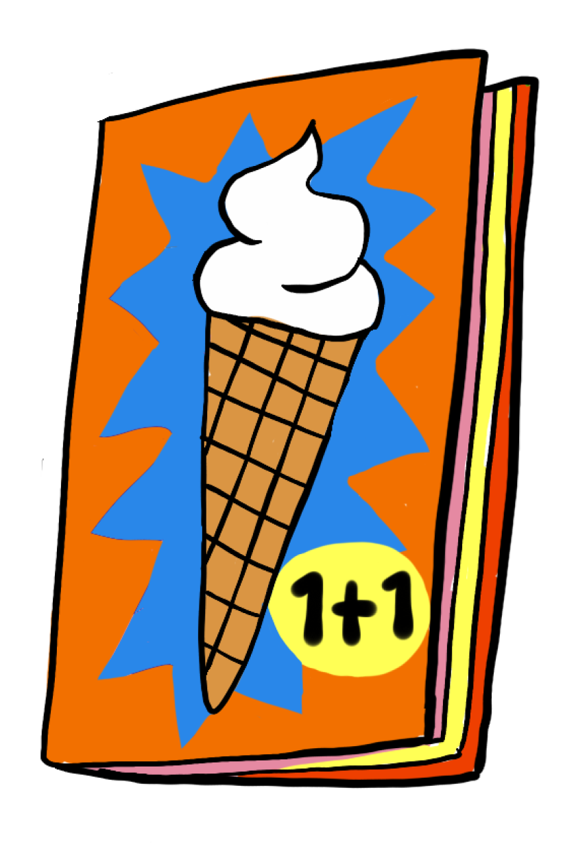 A cartoon: ice cream is two for one A cartoon: ice cream is two for one