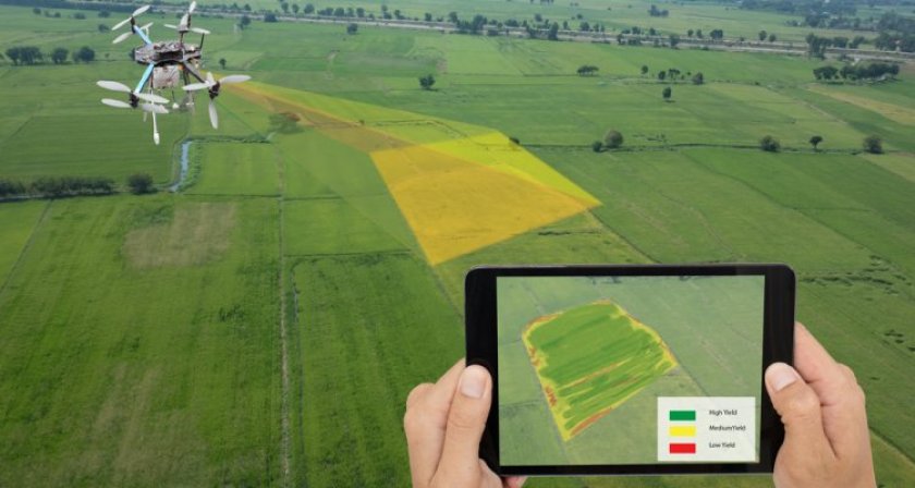 Precisielandbouw, ofwel smart farming, met behulp van een drone en tablet (Foto: Shutterstock). Precisielandbouw, ofwel smart farming, met behulp van een drone en tablet (Foto: Shutterstock).